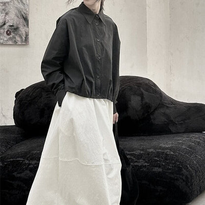 Crumply Simple Collared Shirt【TR3129】