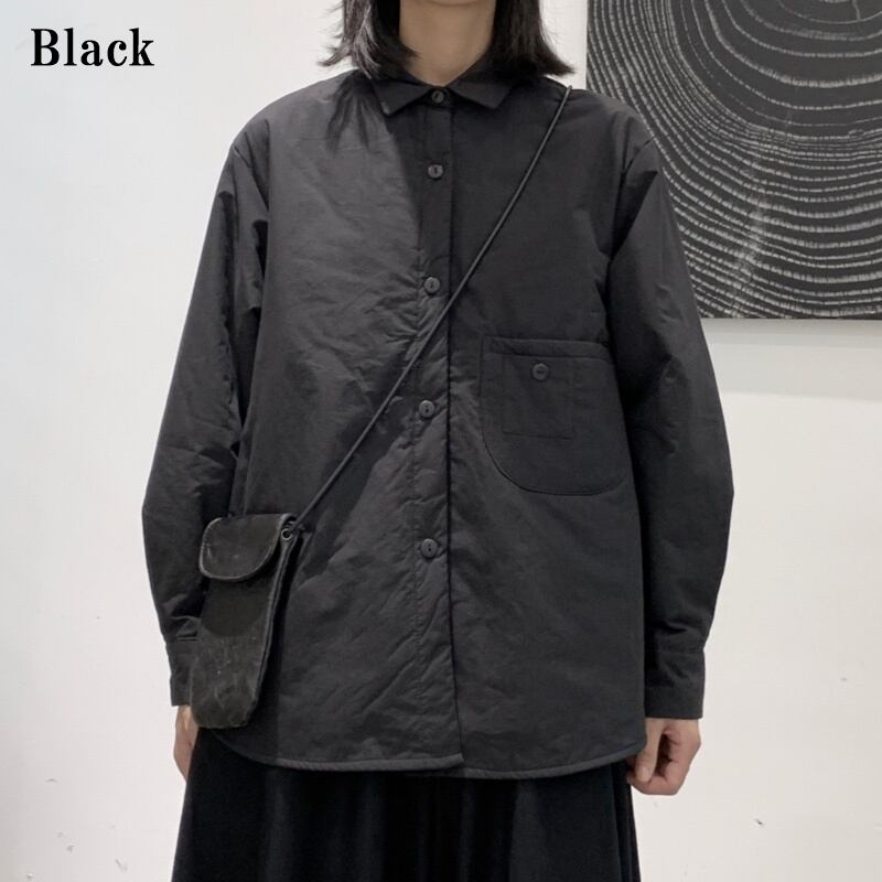 Quilting Wrinkled Collared Shirt【TR3106】