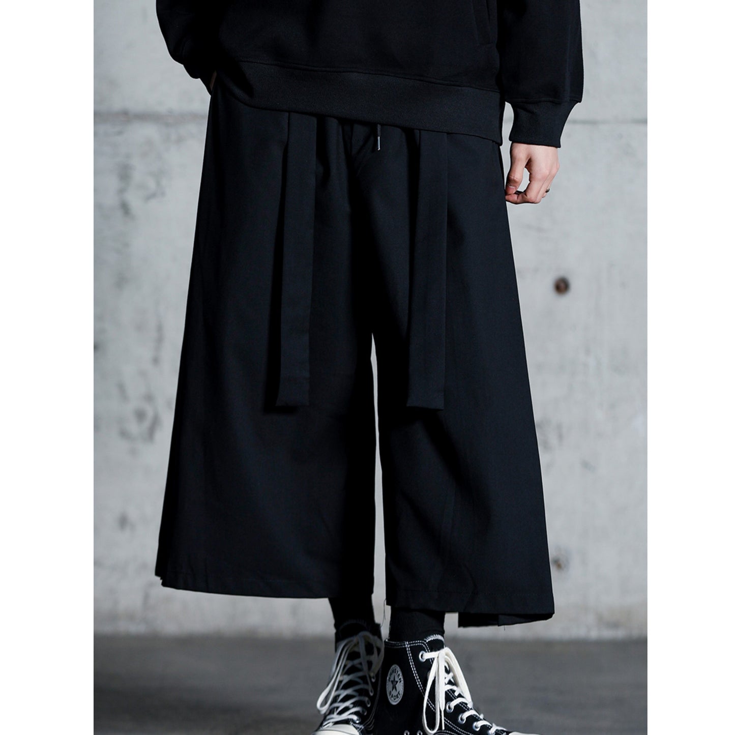 Waist Ribbon Ankle Length Wide Pants【TR3294】