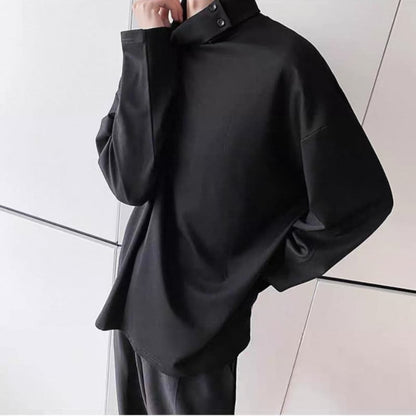 Button High-Neck T-shirt【TR3329】