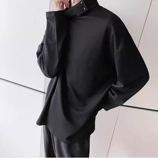 Button High-Neck T-shirt【TR3329】