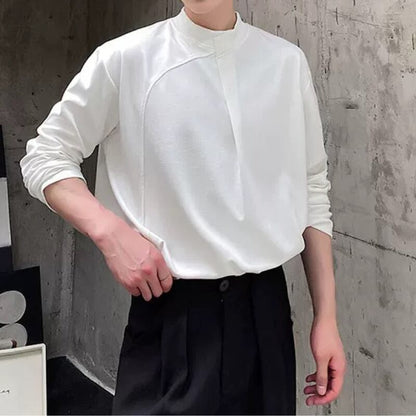 Asymmetric Curved Panel Long T-Shirt【TR3343】