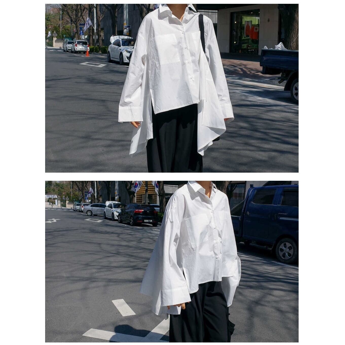 〈Unisex〉Asymmetrical Loose Shirt【TR3030】