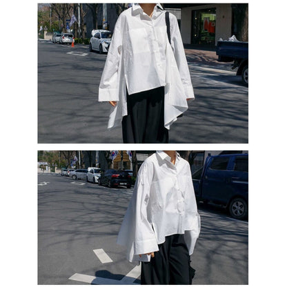 〈Unisex〉Asymmetrical Loose Shirt【TR3030】