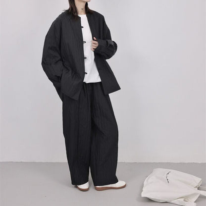 Pleats No-Collar Collared Shirt【TR3120】