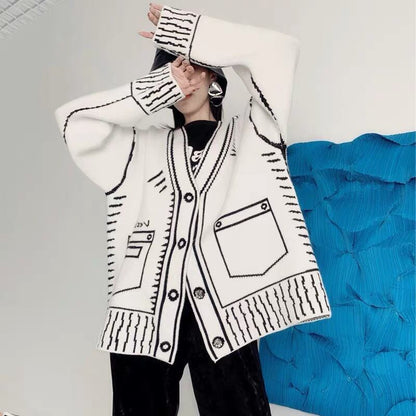 〈Unisex〉Knit Cardigan Letters Jacket【TR1226】