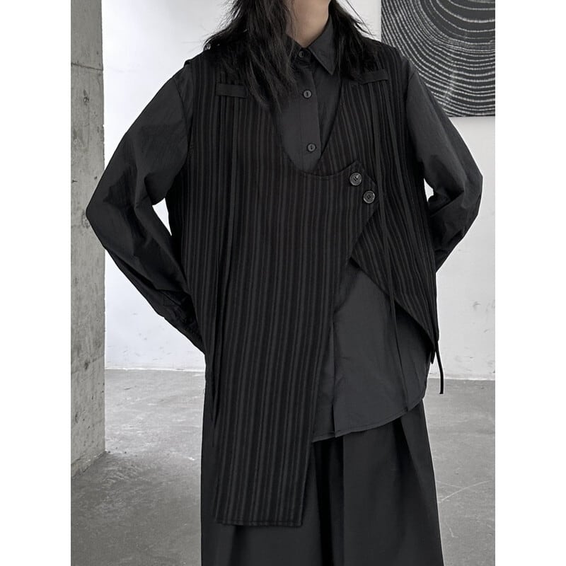 Asymmetry Stripe Vest【TR3240】