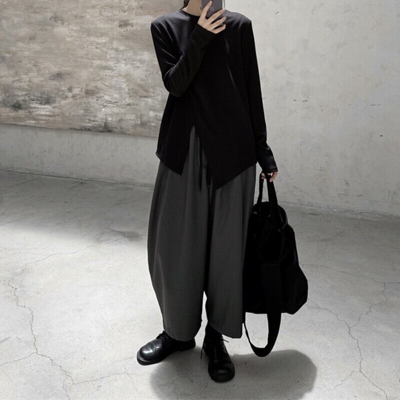 Asymmetry Slit T-Shirt【TR3141】