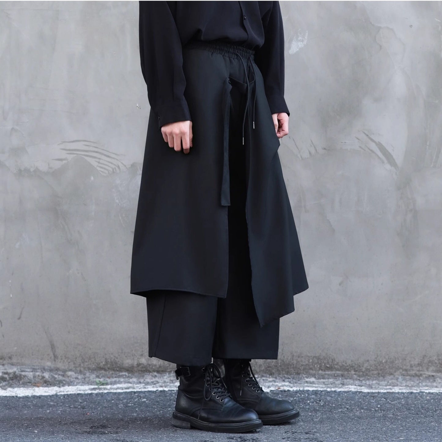 Layered-look Cropped Hakama Pants【TR3274】