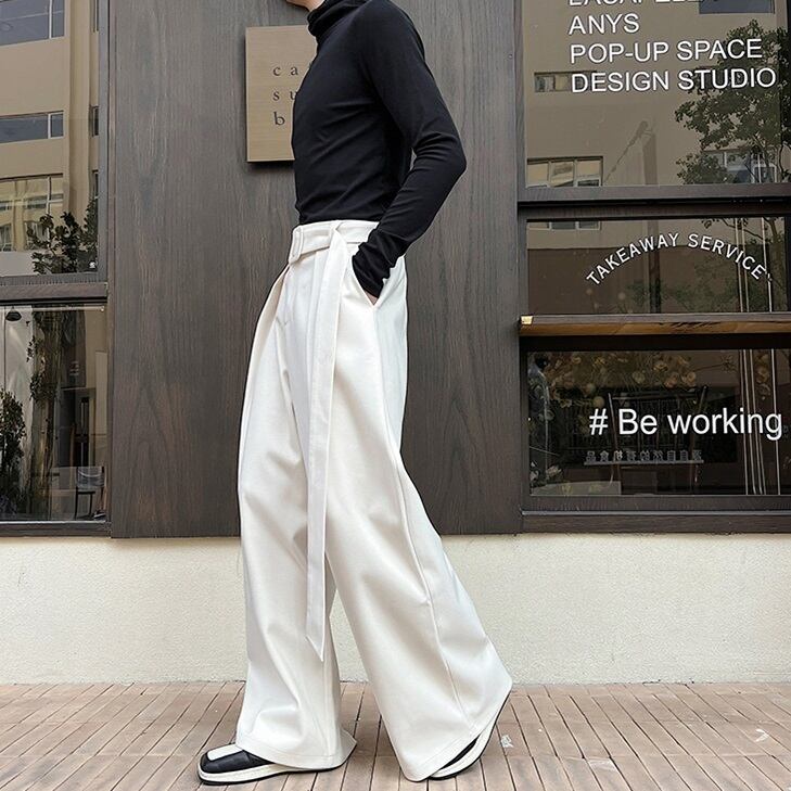Design Tuck Belted Wide Pants【TR3315】