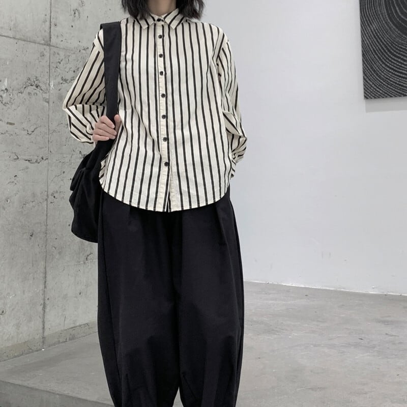 Stripe Retro Collared Shirt【TR3109】