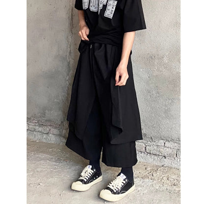Layered-look Cropped Wide Pants【TR3286】