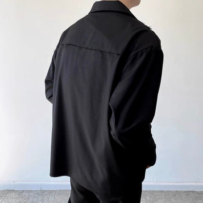 Frayed Contrast Panel Jacket【TR3341】