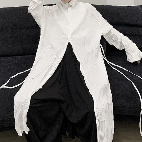 Crumply Oversize Long Shirt【TR3076】