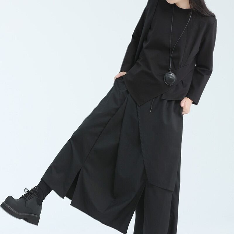 Asymmetry Side-Pleats T-Shirt【TR3148】