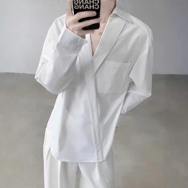 Deep V Pocket Collared Shirt【TR3359】
