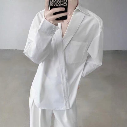 Deep V Pocket Collared Shirt【TR3359】