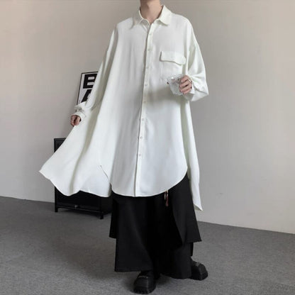 Flowy Long Collared Shirt【TR3372】
