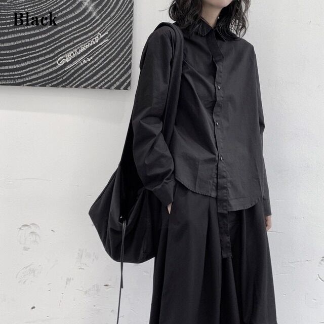 Arrange Asymemtry Collared Shirt【TR3104】