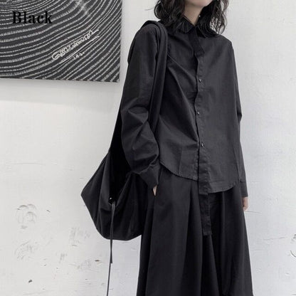 Arrange Asymemtry Collared Shirt【TR3104】