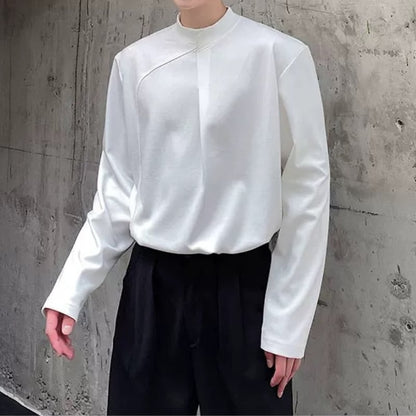 Asymmetric Curved Panel Long T-Shirt【TR3343】