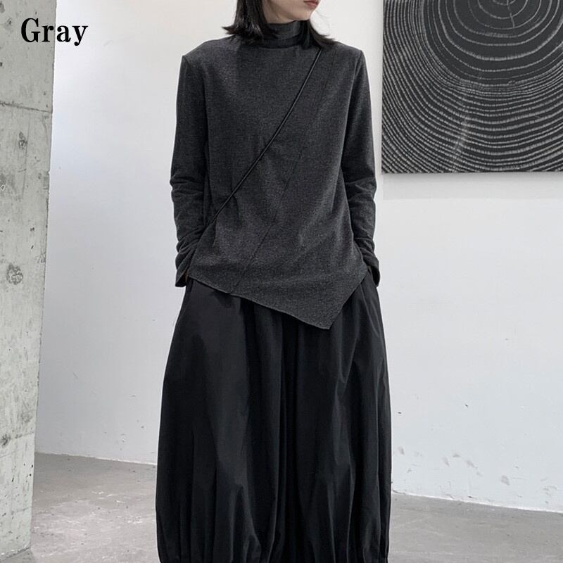 Asymmetry High-Neck T-Shirt【TR3138】