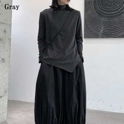 Asymmetry High-Neck T-Shirt【TR3138】