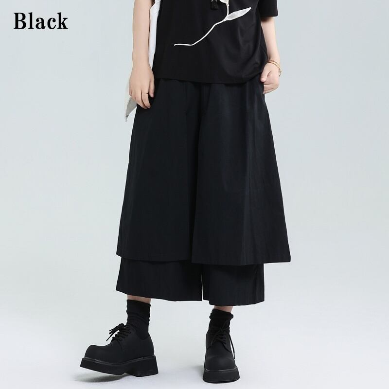 Wide Cropped Layered Pants【TR3221】