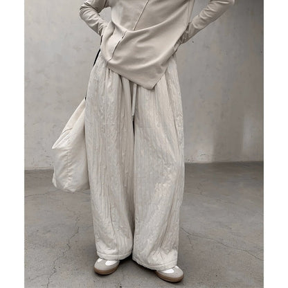 Embossed Pleats Loose Pants【TR3192】
