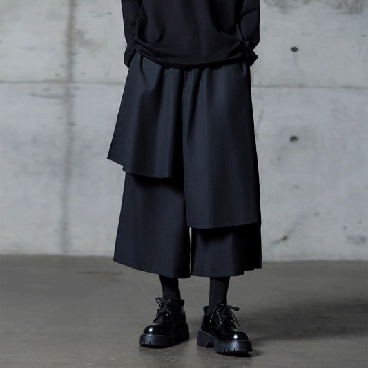 Asymmetrical Layered-look Wide Pants【TR3288】