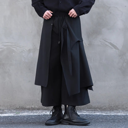 Layered-look Cropped Hakama Pants【TR3274】