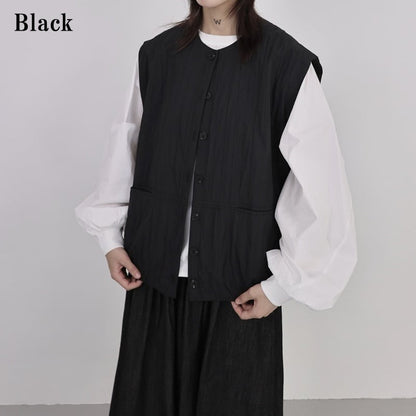 Pleats Simple Pocket Vest【TR3232】