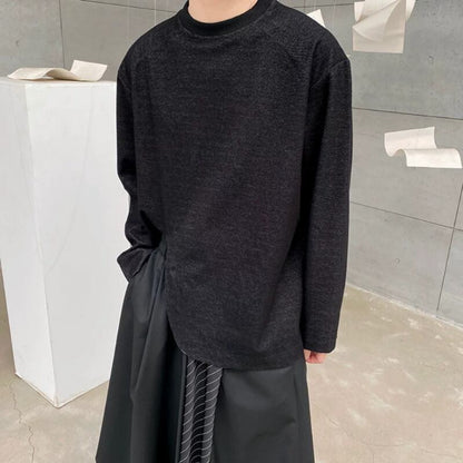 Curved Hem Cutout Long T-shirt【TR3351】