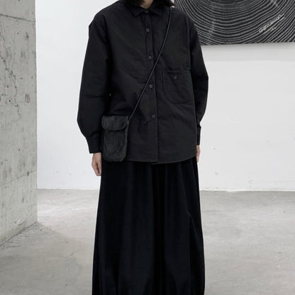 Quilting Wrinkled Collared Shirt【TR3106】