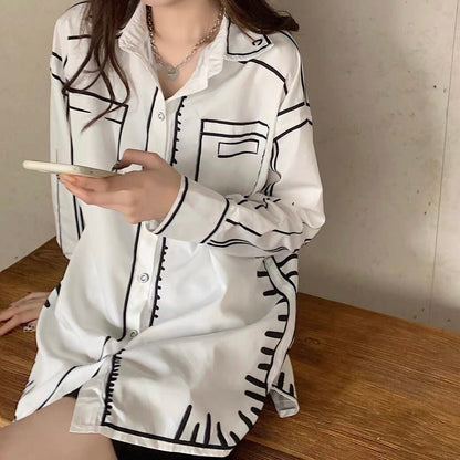 〈Unisex〉Graffiti Print Shirt【TR1037】