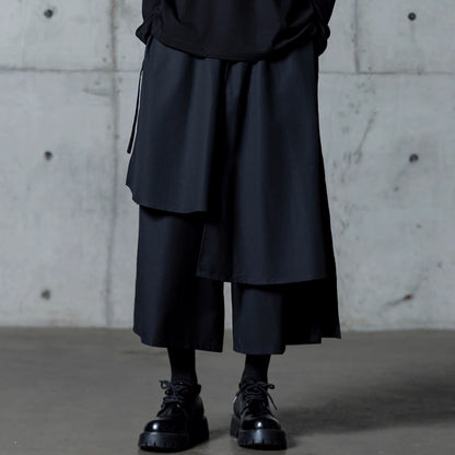 Asymmetrical Layered-look Wide Pants【TR3288】