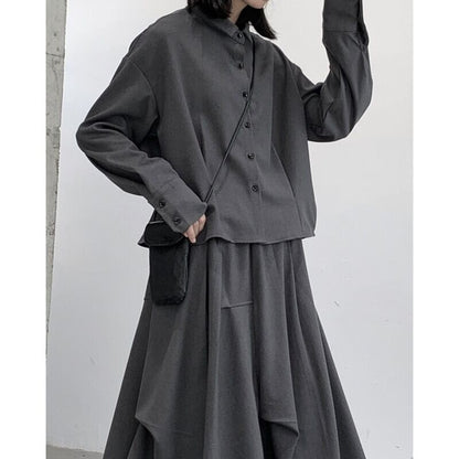 Tac Balloon-Sleeve Collared Shirt【TR3105】