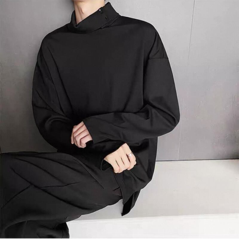 Button High-Neck T-shirt【TR3329】
