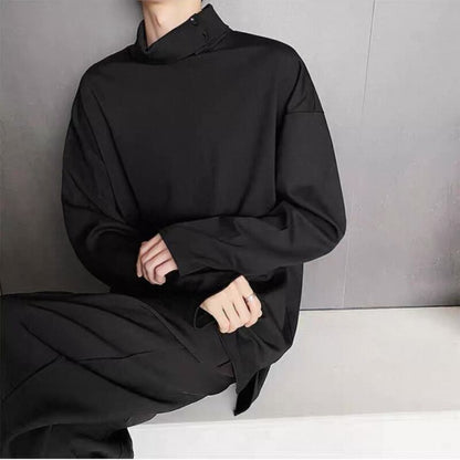 Button High-Neck T-shirt【TR3329】