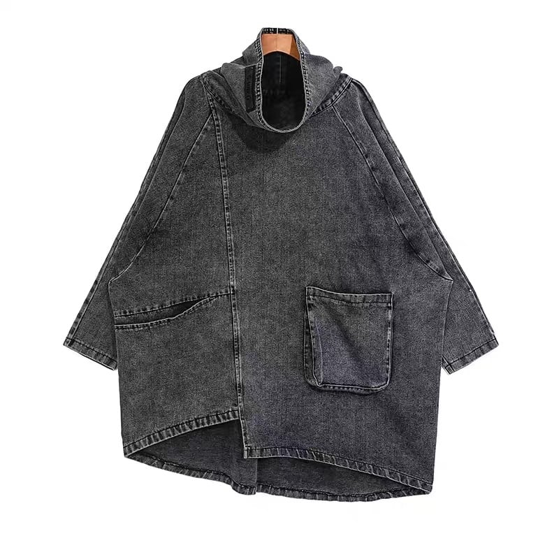 〈Unisex〉Denim Loose High-Neck Shirt【TR3010】
