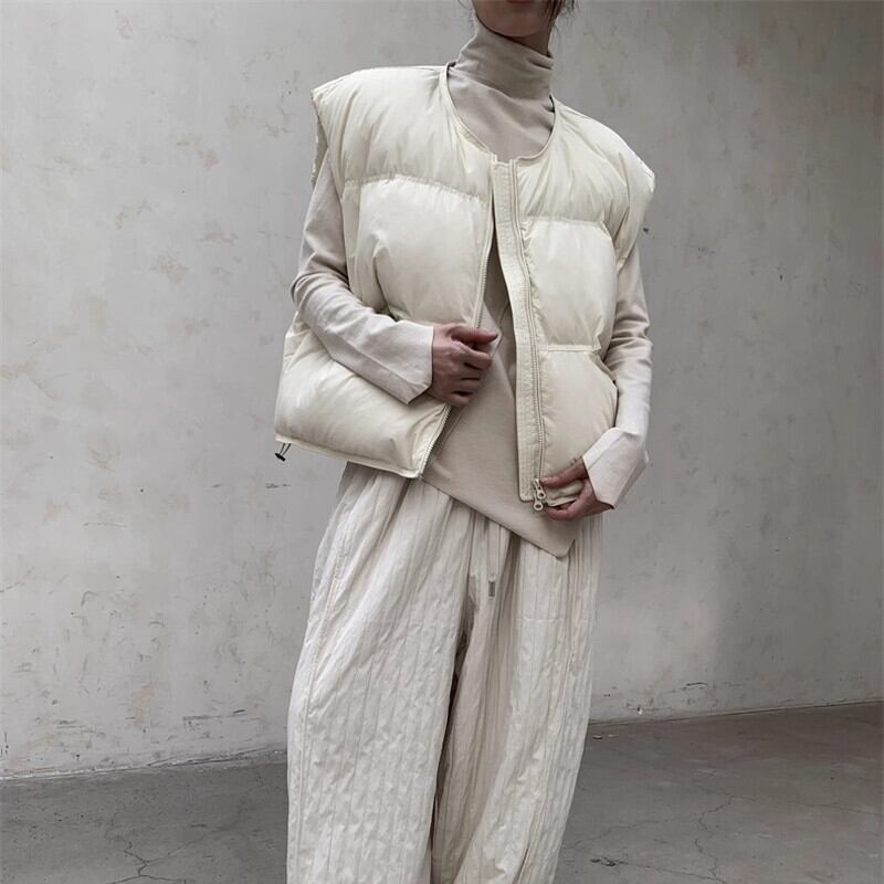 Quilting Round-Neck Jacket Vest【TR3233】