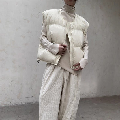 Quilting Round-Neck Jacket Vest【TR3233】