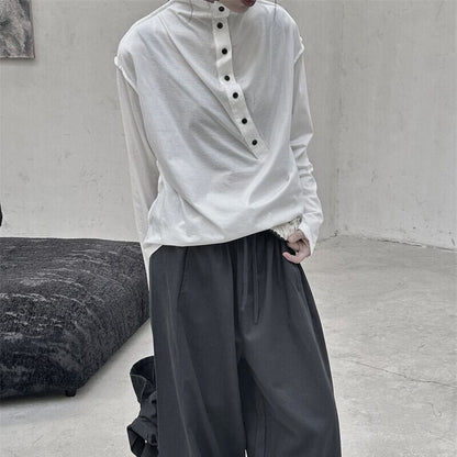 Half-Button Mock-Neck T-Shirt【TR3140】
