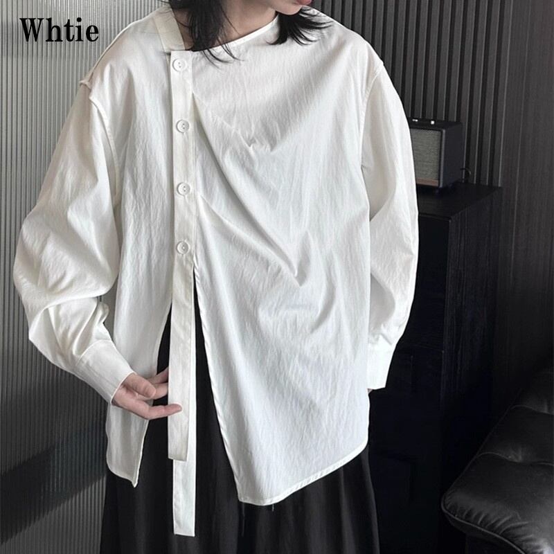 Side-Button No-Collar Collared Shirt【TR3112】