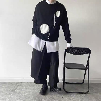 Contrast Cutout Long T-shirt【TR3345】