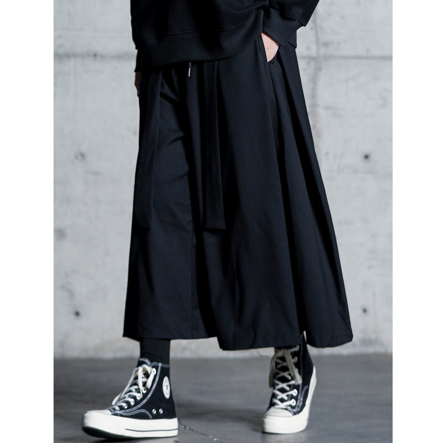Waist Ribbon Ankle Length Wide Pants【TR3294】