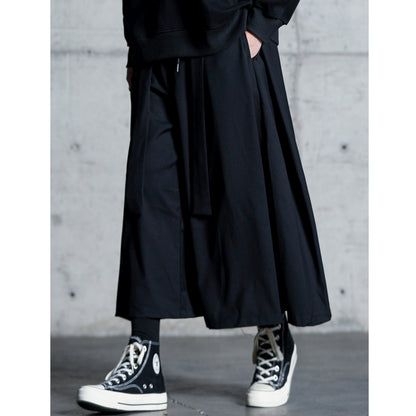 Waist Ribbon Ankle Length Wide Pants【TR3294】