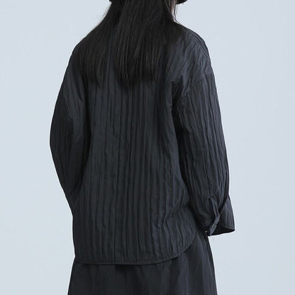 Pleats No-Collar Collared Shirt【TR3113】