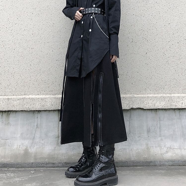 Long Nichi Fastener Skirt【TR1433】