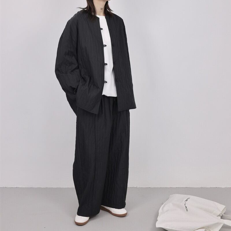 Pleats No-Collar Collared Shirt【TR3120】